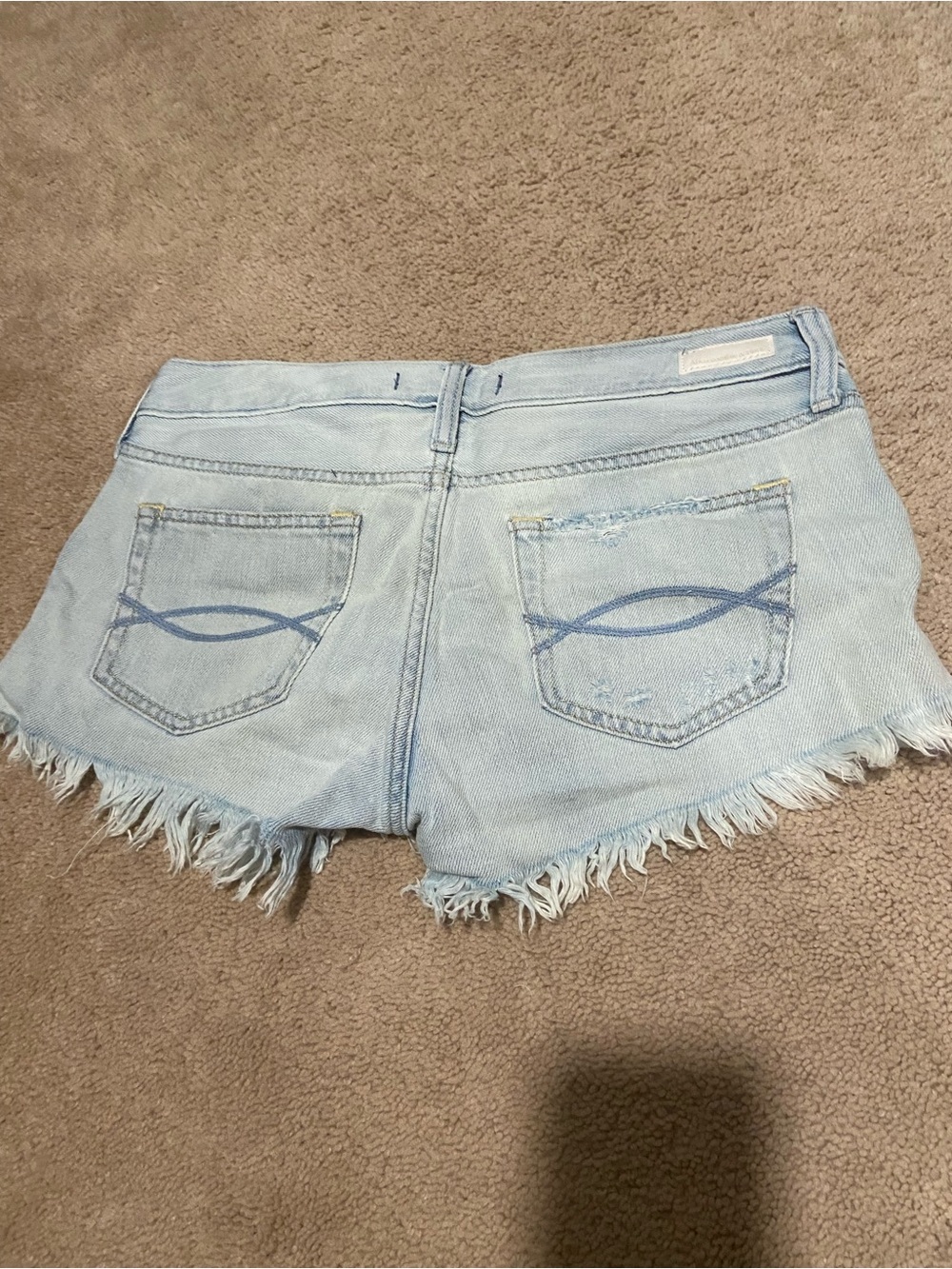 Abercrombie & Fitch Light Blue Frayed Denim Shorts